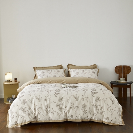 91家纺网 家纺一手货源 找家纺 （总）千朵森 2024新款全棉拼角磨毛四件套-风格二