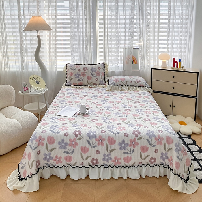 91家纺网 家纺一手货源 找家纺 格真 2024新款加厚保暖豆豆绒牛奶绒单床盖被套三件套四件套 花繁庭园