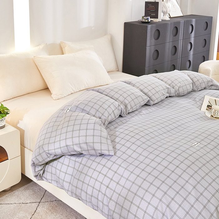 91家纺网 家纺一手货源 找家纺 雲归梦 2024新款全棉多规格加厚磨毛多规格单品--单被套 单被套-风景梦格-灰