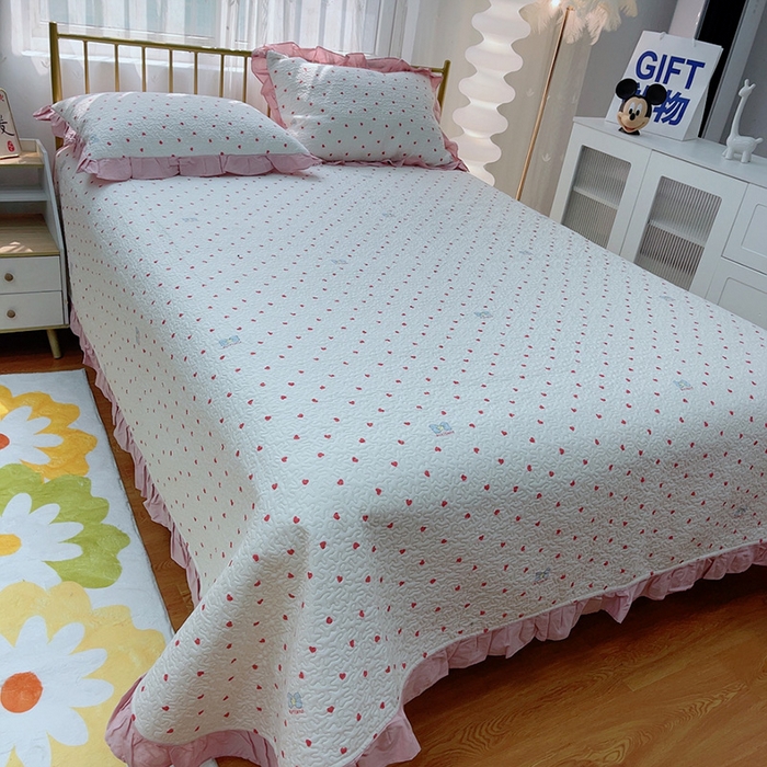 91家纺网 家纺一手货源 找家纺 （总）暖居 2024新款50棉50天丝防滑不跑床夹棉床单四季通用床盖三件套