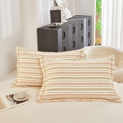 91家纺网 家纺一手货源 找家纺 雲归梦 2024新款全棉多规格加厚磨毛多规格单品--单枕套 单枕套-时尚条-棕