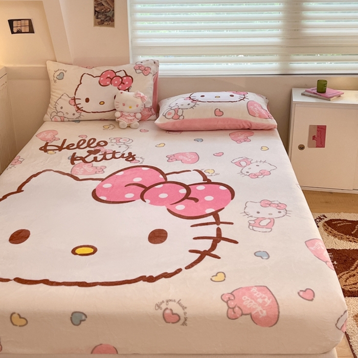 91家纺网 家纺一手货源 找家纺 金爱家 2024新款大阪单品牛奶绒床笠 绒-D美美kt