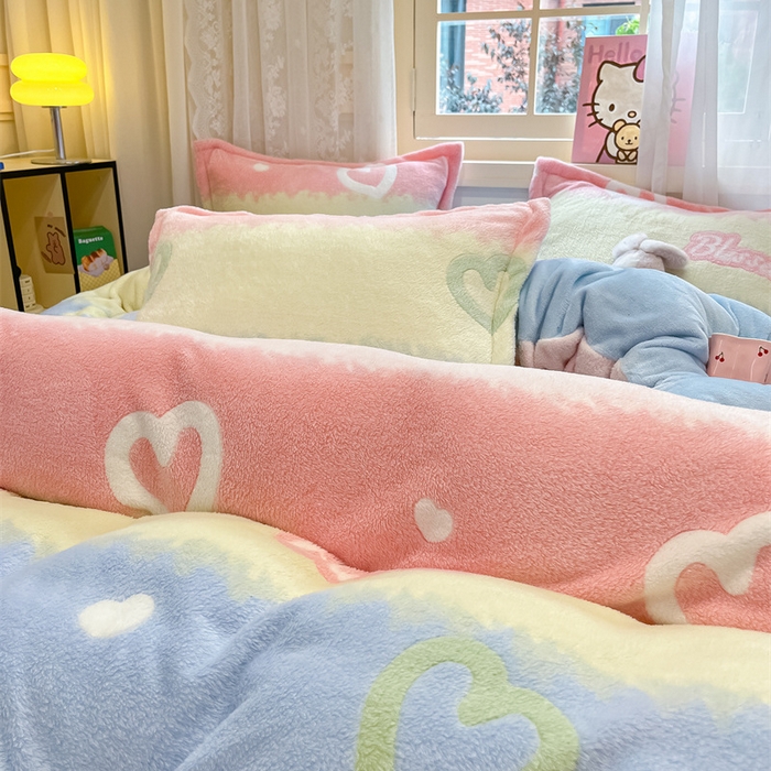 91家纺网 家纺一手货源 找家纺 川悦生活 2024新款雪花绒印花单被套系列-夜景 彩虹爱语蓝