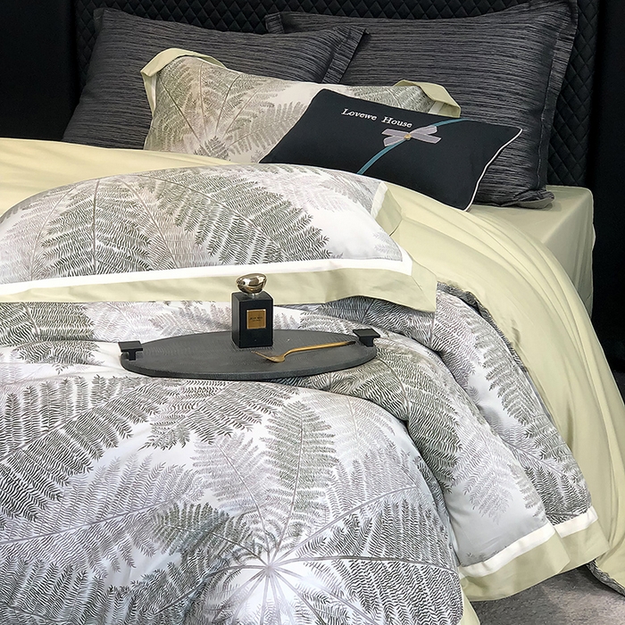 91家纺网 家纺一手货源 找家纺 若未家居 LOVEWE HOUSE 2025新款50S全棉数码印花四件套-挪威森林 挪威森林-绿