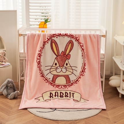 91家纺网 家纺一手货源 找家纺 凯轩毛毛毯毯子网销专供 2024新款舒适亲肤加大加厚儿童云毛毯毯子 兔娃