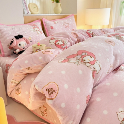 希诺家居 2024新款三丽鸥正版授权牛奶绒被套床盖四件套 甜甜美乐蒂