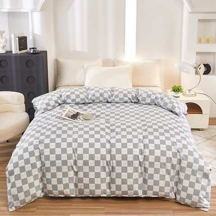 雲归梦 2024新款全棉多规格加厚磨毛多规格单品--单被套 单被套-漾格-灰