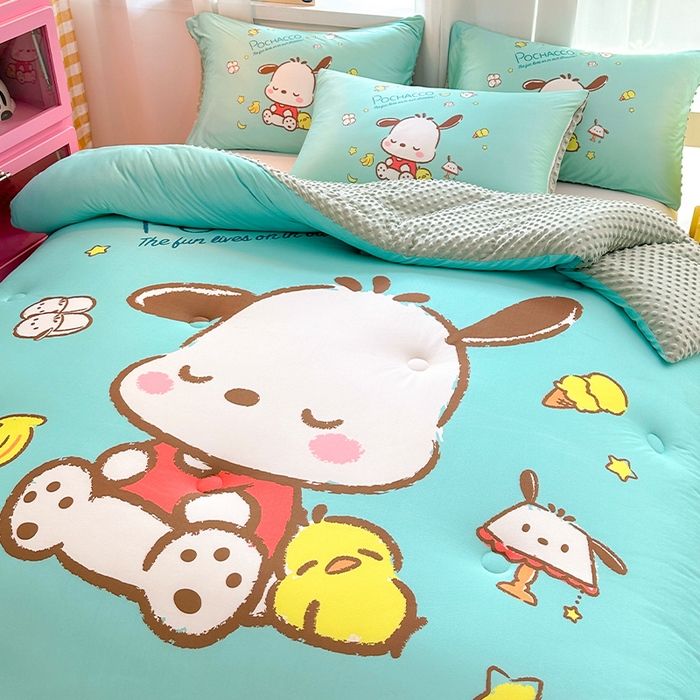 91家纺网 家纺一手货源 找家纺 ds生活馆 2025新款三丽鸥大版印花豆豆被春秋被冬被 香蕉帕恰狗