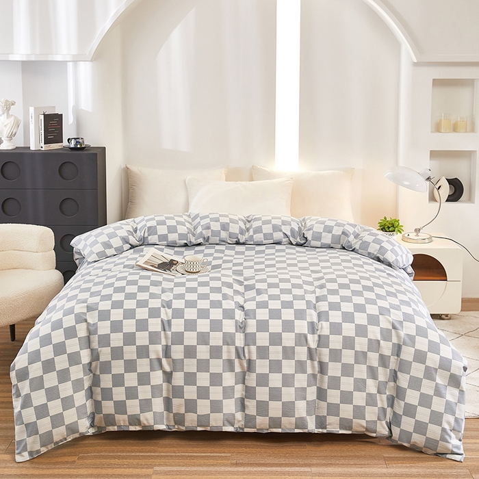 91家纺网 家纺一手货源 找家纺 雲归梦 2024新款全棉多规格加厚磨毛多规格单品--单被套 单被套-漾格-灰