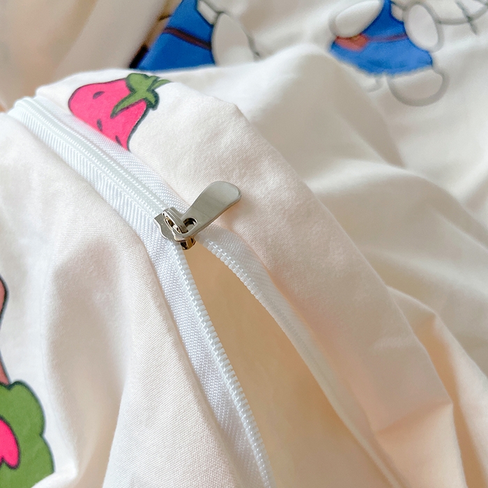 91家纺网 家纺一手货源 找家纺 卡迪熊家纺 2024新款小清新水洗m混搭四件套 可爱KT猫