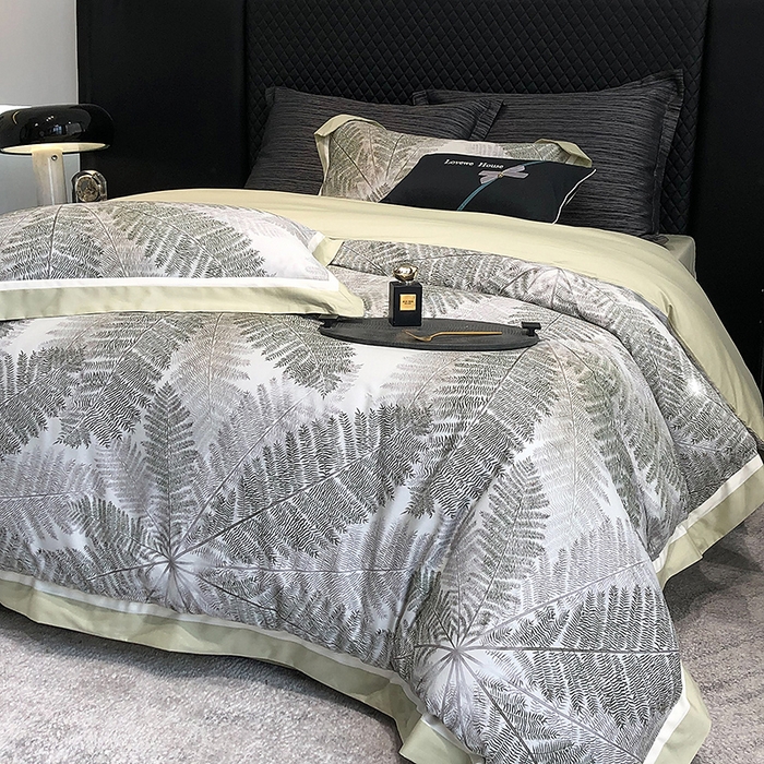 91家纺网 家纺一手货源 找家纺 若未家居 LOVEWE HOUSE 2025新款50S全棉数码印花四件套-挪威森林 挪威森林-绿