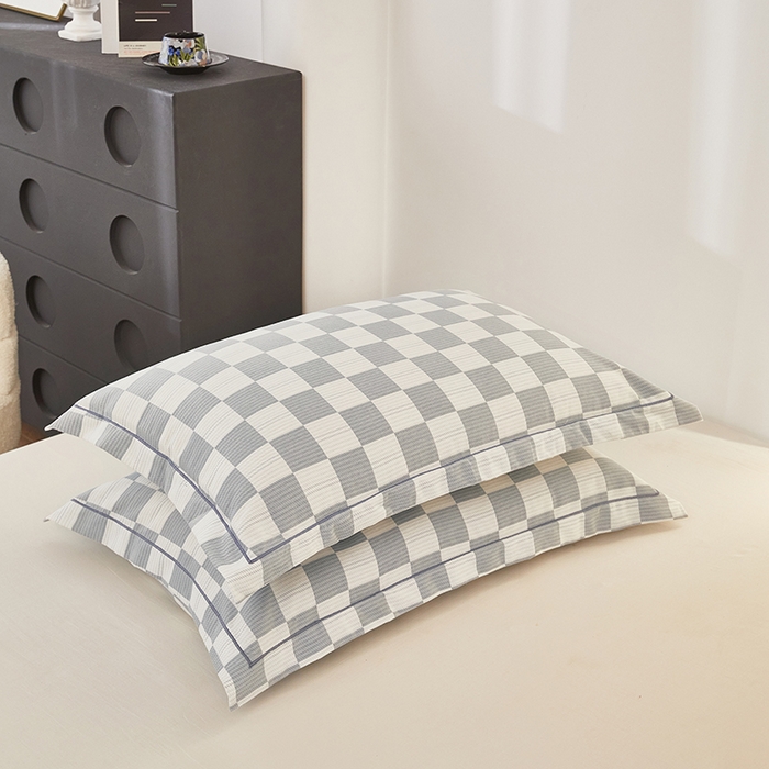 91家纺网 家纺一手货源 找家纺 雲归梦 2024新款全棉多规格加厚磨毛多规格单品--单枕套 单枕套-漾格-灰