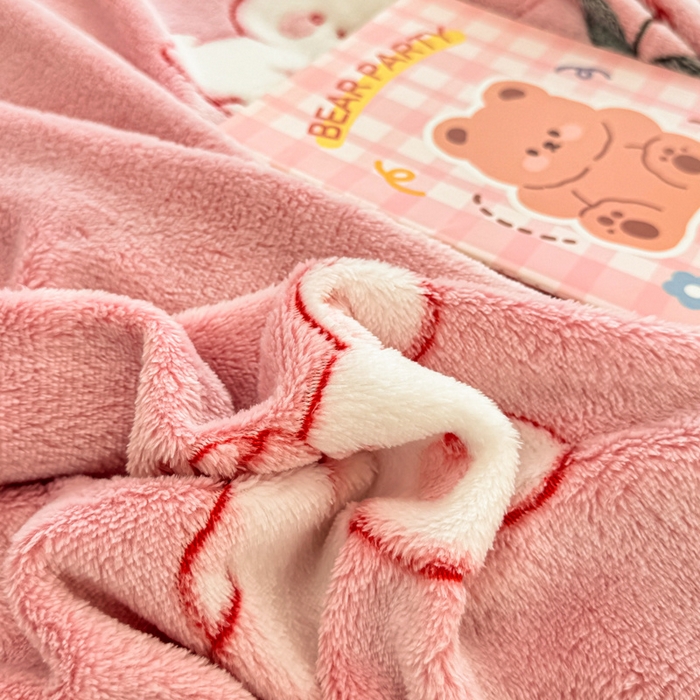 91家纺网 家纺一手货源 找家纺 慕尚家纺 2025新款高克重加厚雪花绒毛毯毯子 粉白兔