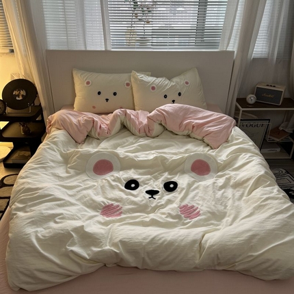 91家纺网 家纺一手货源 找家纺 （总）奈颜 2024新款爆款超柔水洗棉大板毛巾绣四件套学生宿舍三件套