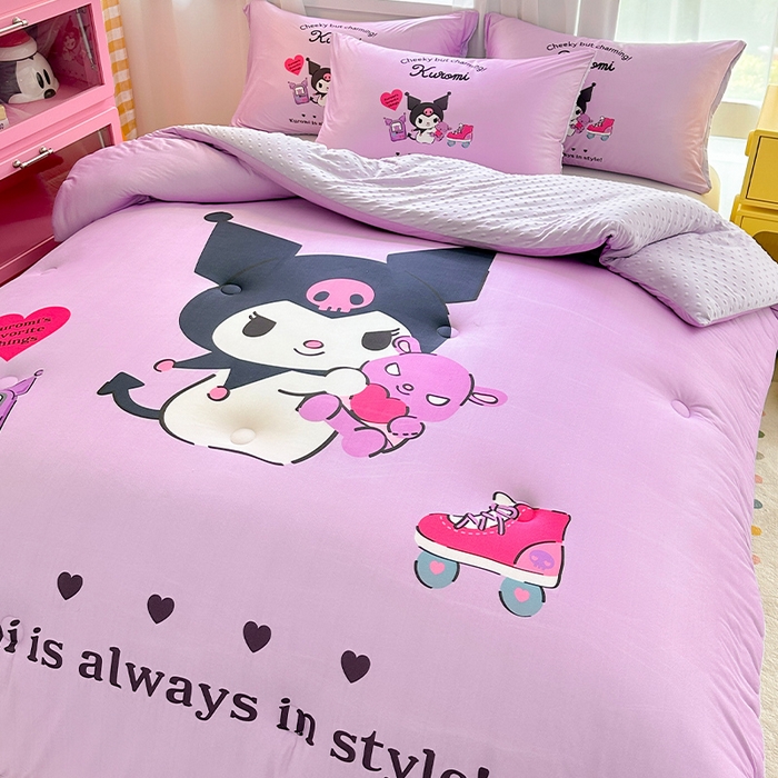 91家纺网 家纺一手货源 找家纺 ds生活馆 2025新款三丽鸥大版印花豆豆被春秋被冬被 开心库洛米