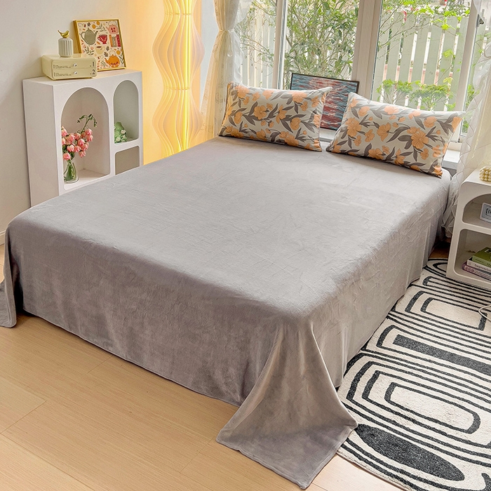 91家纺网 家纺一手货源 找家纺 捌月 2024新款棉加绒A版13372全棉B版高克重牛奶绒四件套直播新品 云锦