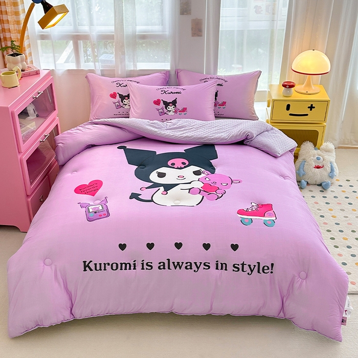 91家纺网 家纺一手货源 找家纺 ds生活馆 2025新款三丽鸥大版印花豆豆被春秋被冬被 开心库洛米