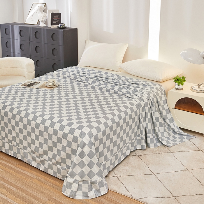 91家纺网 家纺一手货源 找家纺 雲归梦 2024新款全棉多规格加厚磨毛多规格单品--单床单 单床单-漾格-灰