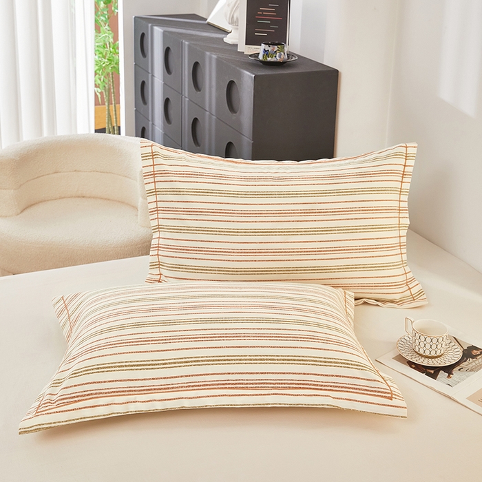 91家纺网 家纺一手货源 找家纺 雲归梦 2024新款全棉多规格加厚磨毛多规格单品--单枕套 单枕套-时尚条-棕