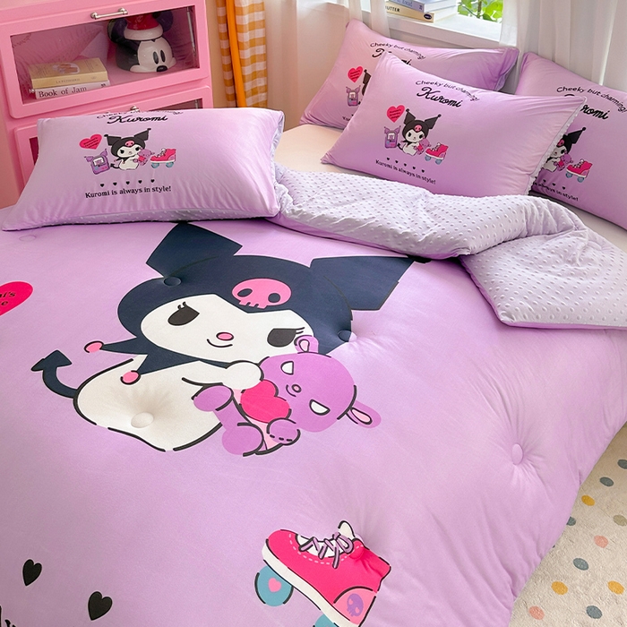 91家纺网 家纺一手货源 找家纺 ds生活馆 2025新款三丽鸥大版印花豆豆被春秋被冬被 开心库洛米