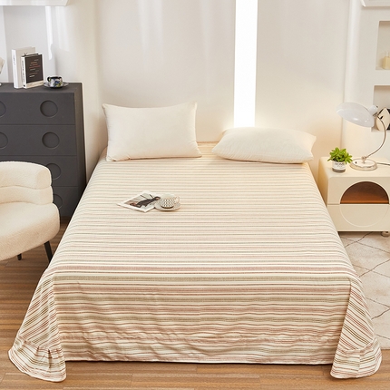 雲归梦 2024新款全棉多规格加厚磨毛多规格单品--单床单 单床单-时尚条-棕