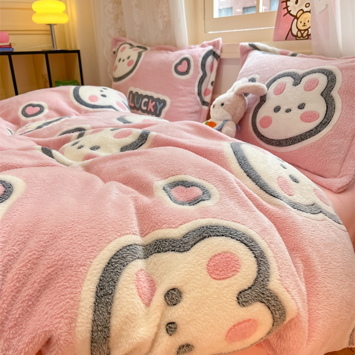 91家纺网 家纺一手货源 找家纺 川悦生活 2024新款雪花绒印花单被套系列-夜景 爱米兔