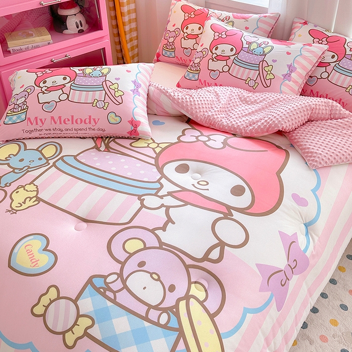 91家纺网 家纺一手货源 找家纺 ds生活馆 2025新款三丽鸥大版印花豆豆被春秋被冬被 蛋糕美乐蒂