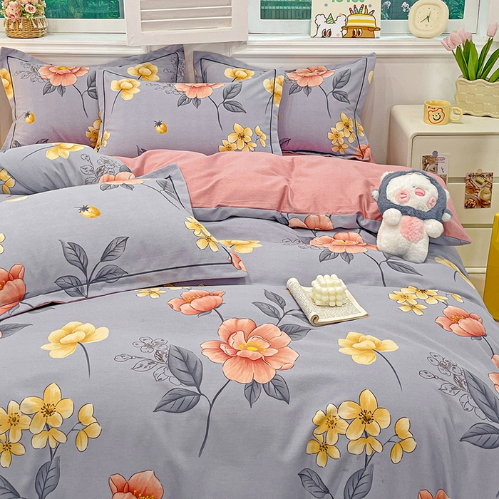 91家纺网 家纺一手货源 找家纺 2024直播爆款全棉磨毛喷气印花加厚保暖四件套（一字绣） 全棉磨毛-国色芬芳