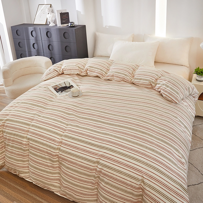 91家纺网 家纺一手货源 找家纺 雲归梦 2024新款全棉多规格加厚磨毛多规格单品--单被套 单被套-时尚条-棕