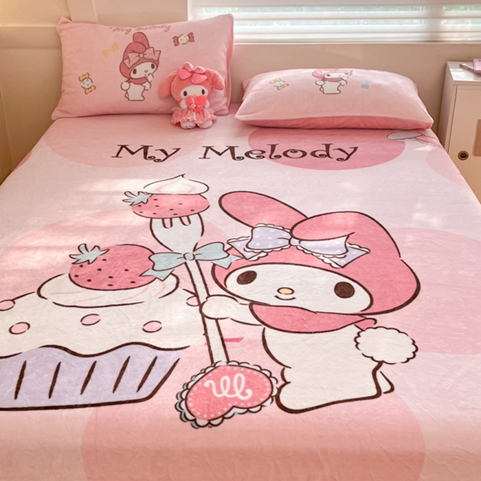 91家纺网 家纺一手货源 找家纺 金爱家 2024新款大阪单品牛奶绒床笠 绒-D草莓蛋糕美乐蒂