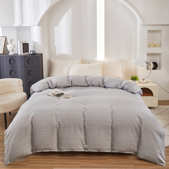 91家纺网 家纺一手货源 找家纺 雲归梦 2024新款全棉多规格加厚磨毛多规格单品--单被套 单被套-条芬芳-灰