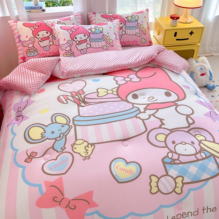 91家纺网 家纺一手货源 找家纺 ds生活馆 2025新款三丽鸥大版印花豆豆被春秋被冬被 蛋糕美乐蒂