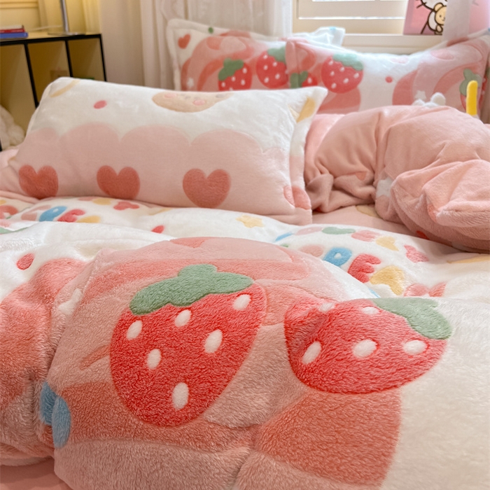 91家纺网 家纺一手货源 找家纺 川悦生活 2024新款雪花绒印花单被套系列-夜景 冰激凌小熊