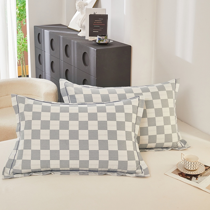 91家纺网 家纺一手货源 找家纺 雲归梦 2024新款全棉多规格加厚磨毛多规格单品--单枕套 单枕套-漾格-灰