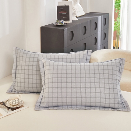 91家纺网 家纺一手货源 找家纺 雲归梦 2024新款全棉多规格加厚磨毛多规格单品--单枕套 单枕套-风景梦格-灰