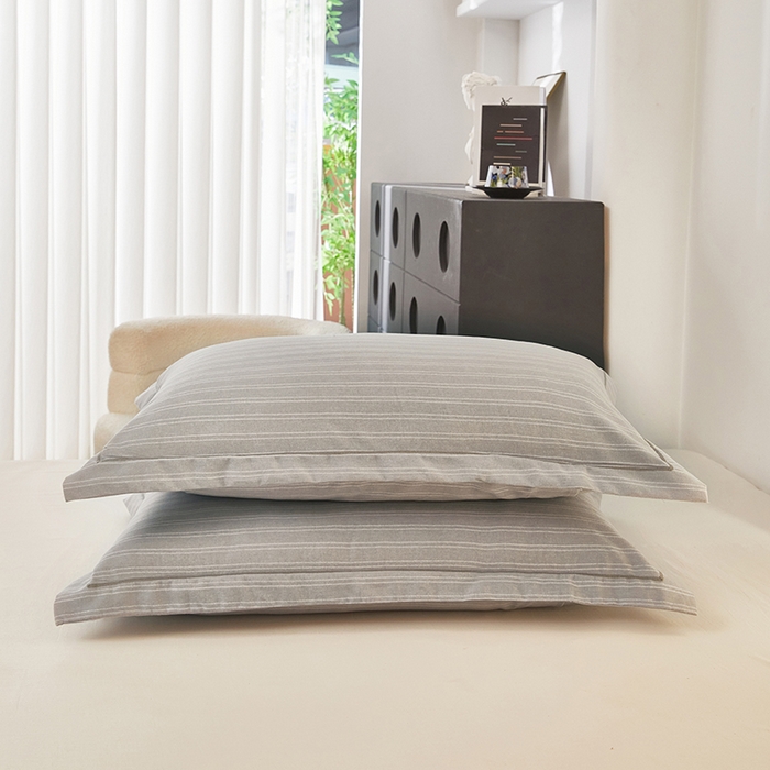 91家纺网 家纺一手货源 找家纺 雲归梦 2024新款全棉多规格加厚磨毛多规格单品--单枕套 单枕套-条芬芳-灰