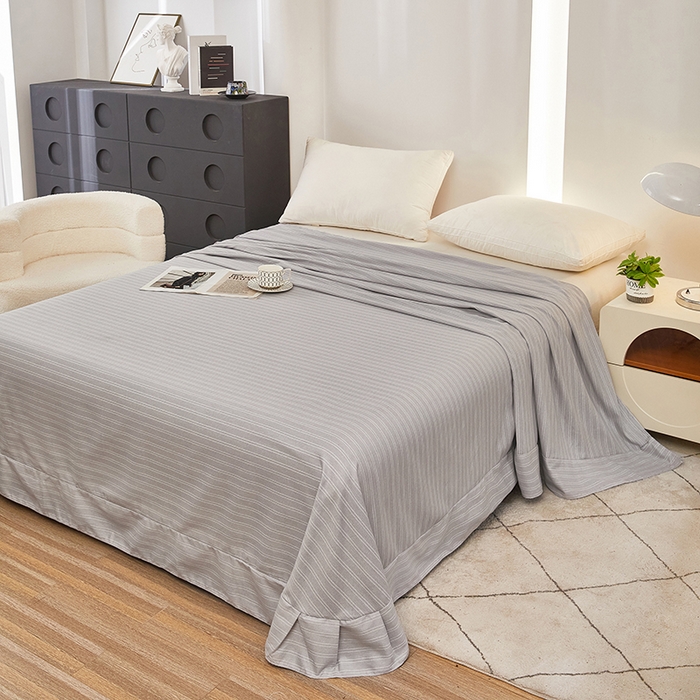 91家纺网 家纺一手货源 找家纺 雲归梦 2024新款全棉多规格加厚磨毛多规格单品--单床单 单床单-条芬芳-灰