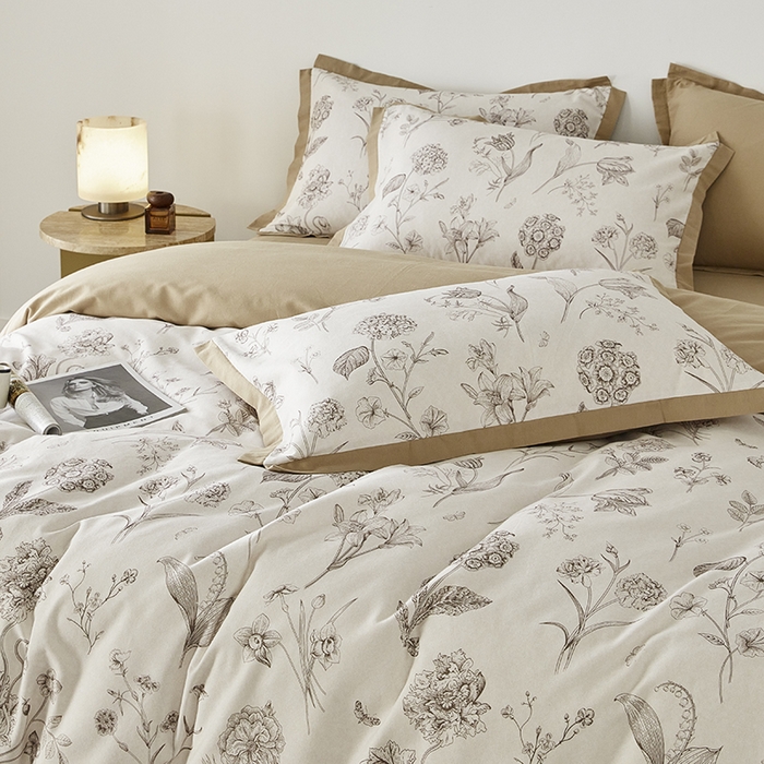 91家纺网 家纺一手货源 找家纺 千朵森 2024新款全棉拼角磨毛四件套-风格二 枝上