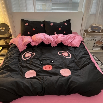 91家纺网 家纺一手货源 找家纺 （总）奈颜 2024新款爆款超柔水洗棉大板毛巾绣四件套学生宿舍三件套