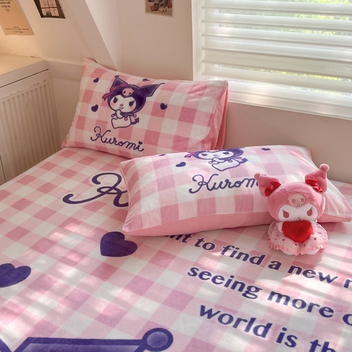 91家纺网 家纺一手货源 找家纺 金爱家 2024新款大阪单品牛奶绒床笠 绒-D纷纷库洛米