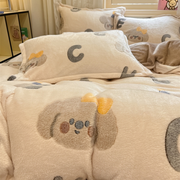 91家纺网 家纺一手货源 找家纺 川悦生活 2024新款雪花绒印花单被套系列-夜景 可可小狗