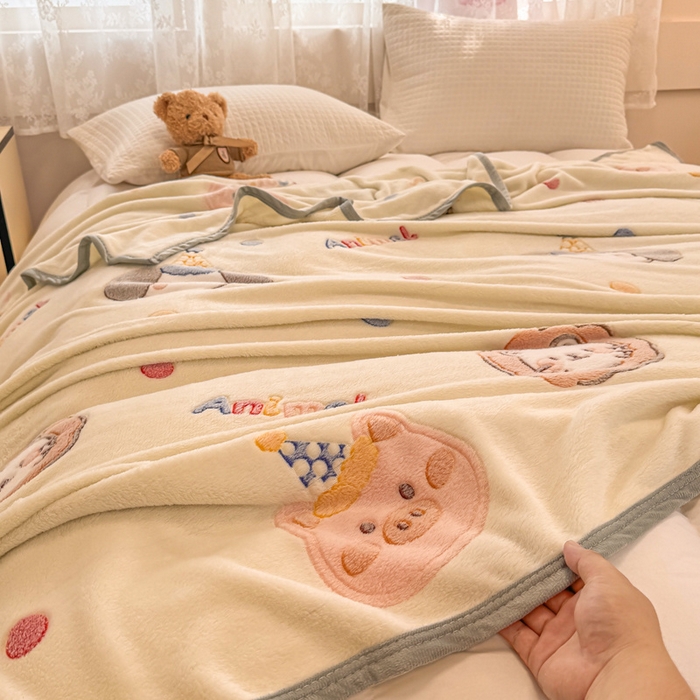 91家纺网 家纺一手货源 找家纺 慕尚家纺 2025新款高克重加厚雪花绒毛毯毯子 曲奇猫