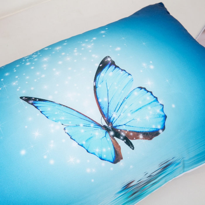 91家纺网 家纺一手货源 找家纺 璐维斯家纺 2025款 现货压缩发货 外贸跨境数码印花大版枕头枕芯temu shein 亚马逊 清新蝴蝶蓝50*70cm/只