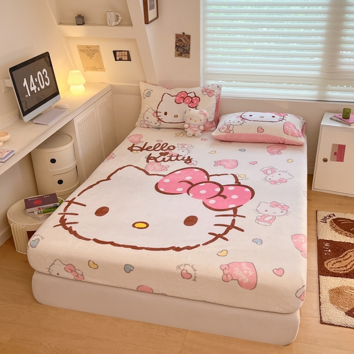 91家纺网 家纺一手货源 找家纺 金爱家 2024新款大阪单品牛奶绒床笠 绒-D美美kt