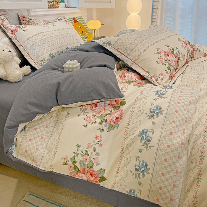 91家纺网 家纺一手货源 找家纺 2024直播爆款全棉磨毛喷气印花加厚保暖四件套（一字绣） 全棉磨毛-法式庄园