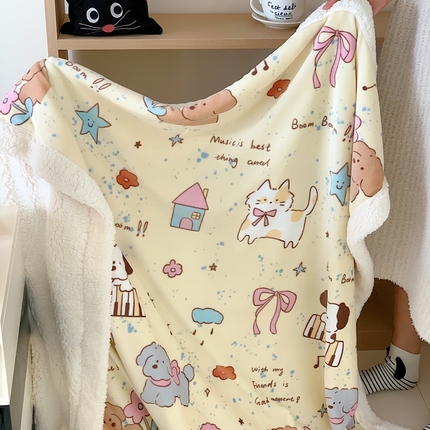 91家纺网 家纺一手货源 找家纺 （总）2024新款INS卡通羊羔绒毛毯盖毯-风格二