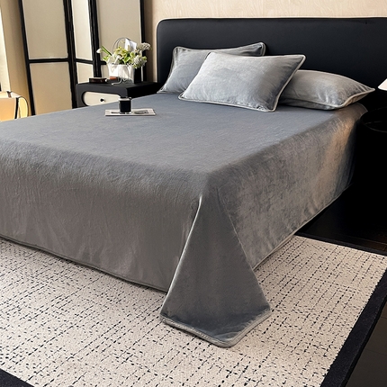 91家纺网 家纺一手货源 找家纺 （总）全季家居 2024新款A类纯色印花高克重加厚保暖包边牛奶绒床单单件