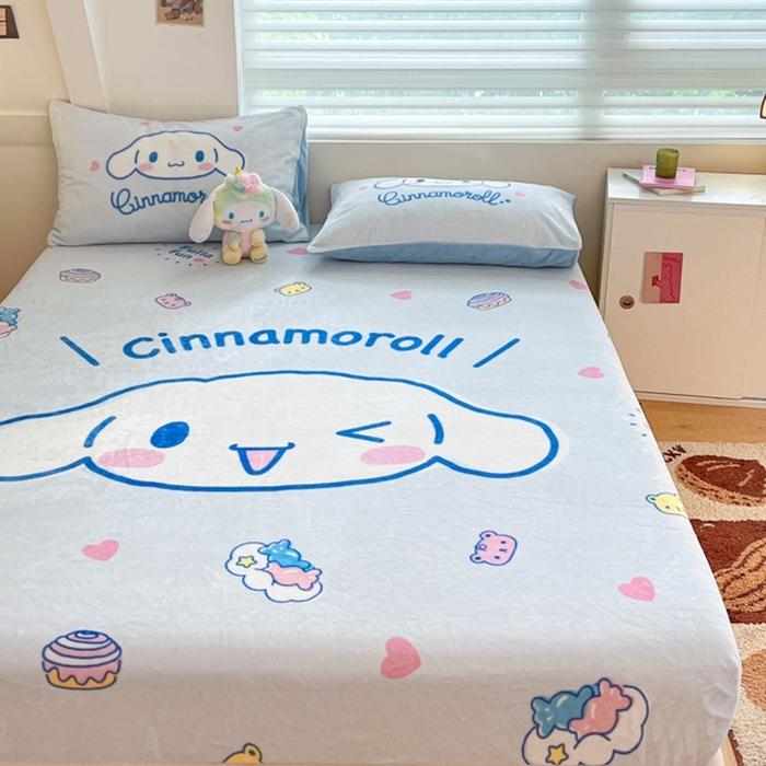 91家纺网 家纺一手货源 找家纺 金爱家 2024新款大阪单品牛奶绒床笠 绒-D开心大耳狗