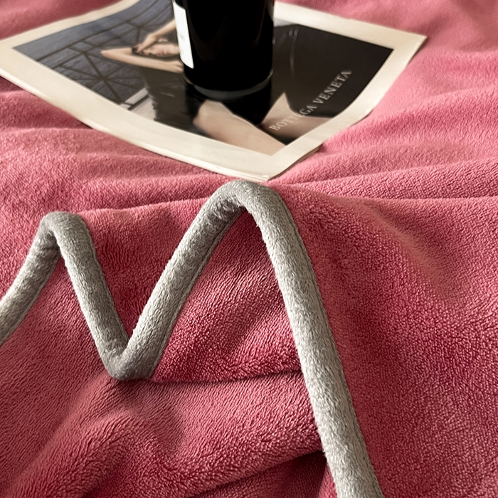 91家纺网 家纺一手货源 找家纺 全季家居 2024新款A类纯色印花高克重加厚保暖包边牛奶绒床单单件 豆沙