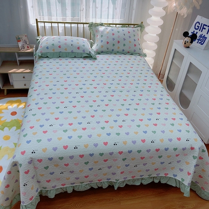 91家纺网 家纺一手货源 找家纺 （总）暖居 2024新款50棉50天丝防滑不跑床夹棉床单四季通用床盖三件套